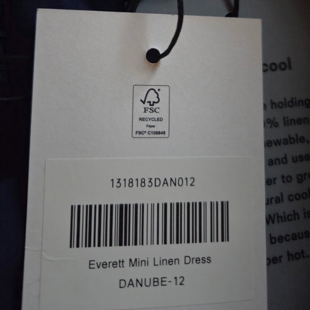NWT Everett Mini Linen Dress - Danube Size 12 - Picture 4 of 8